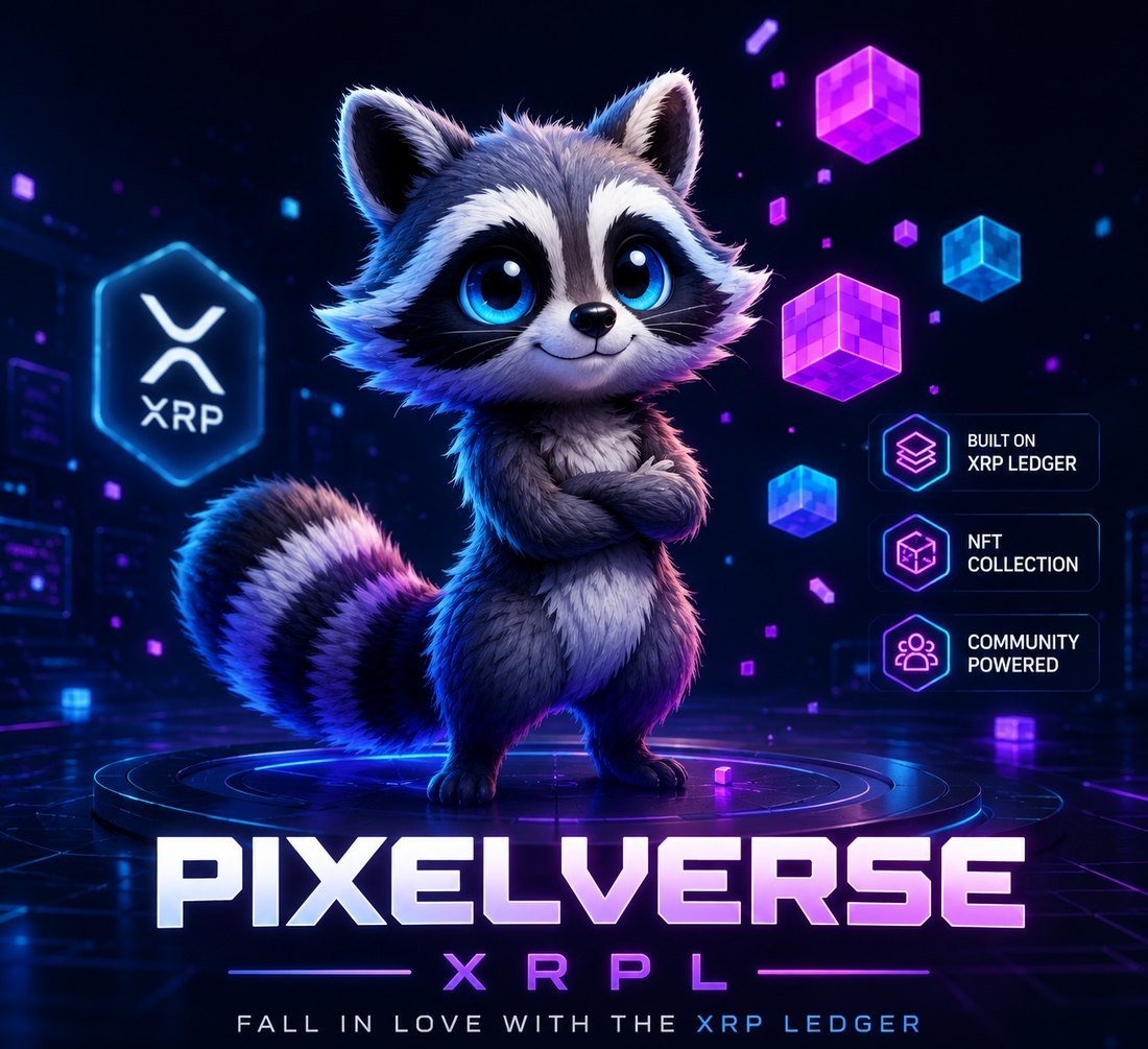Pixelverse XRPL raccoon mascot — built on the XRP Ledger